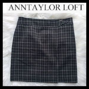 Ann Taylor Loft Faux Wrap Windowpane Skirt